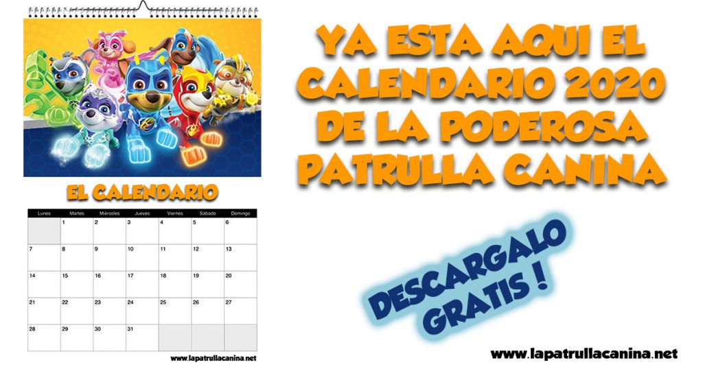 Calendario Patrulla Canina 2020